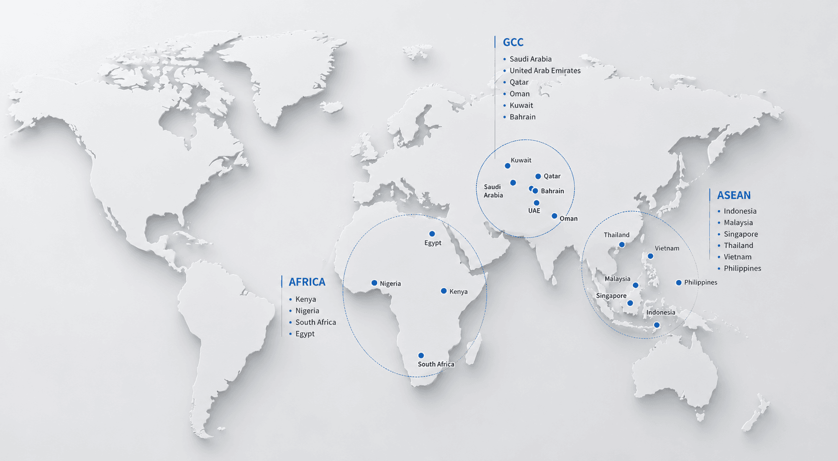 World map with Maxwell Animal HealthCare active regions